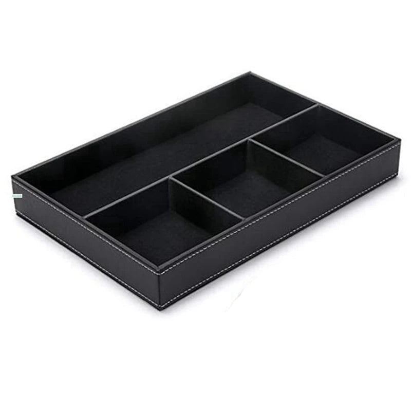 Leather Desk Drawer Organizer - 4 Slots