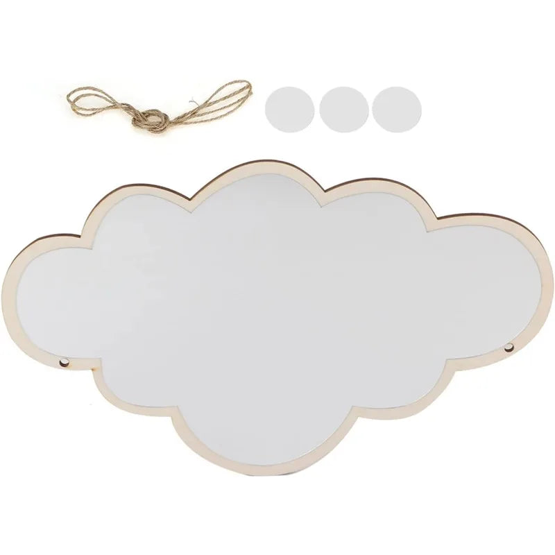 Cloud Shaped Wooden Wall Mirror