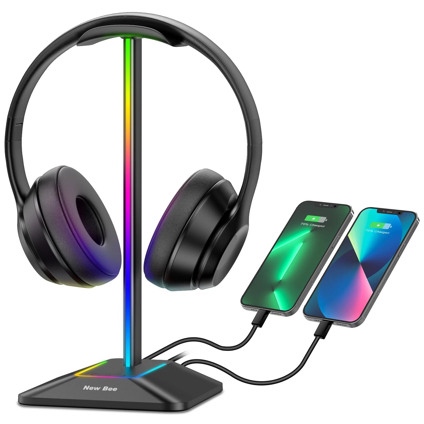 RGB Gaming Headphone Stand with USB Ports