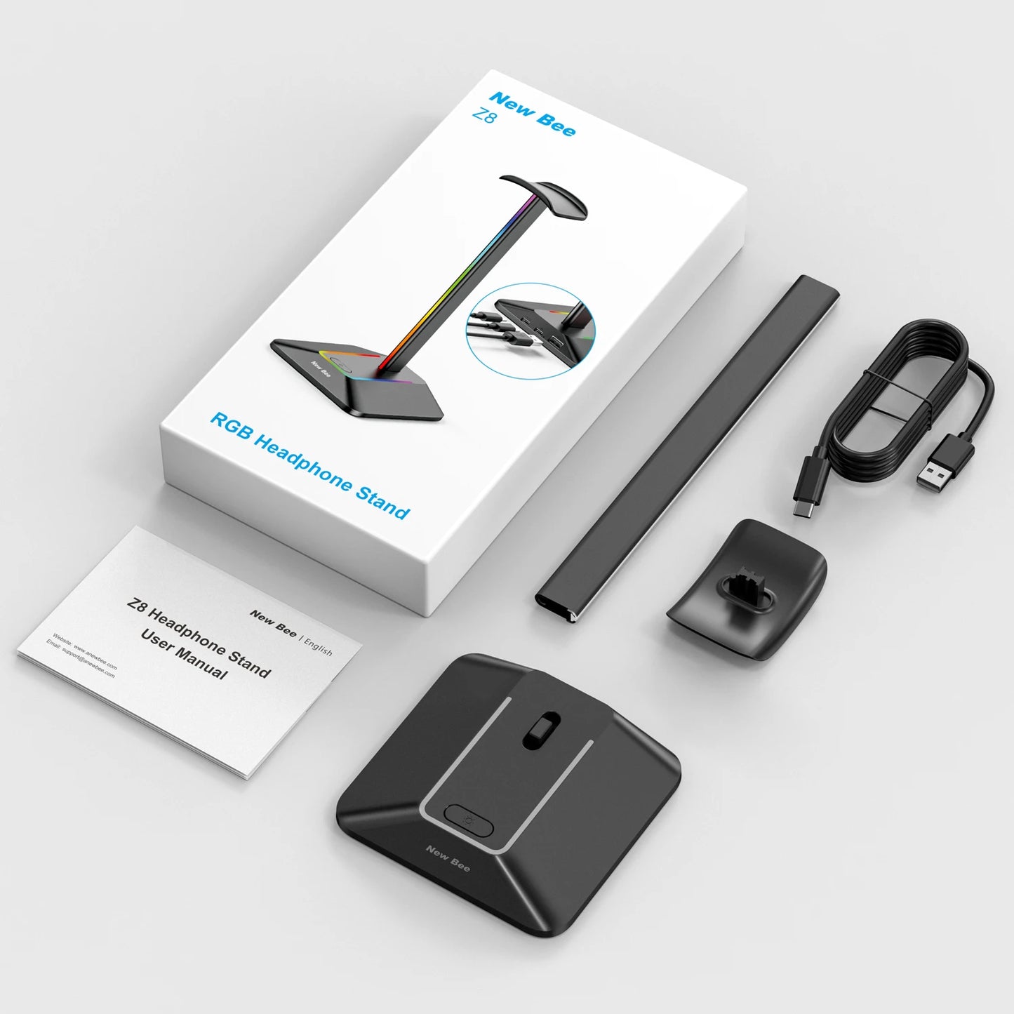 RGB Gaming Headphone Stand with USB Ports