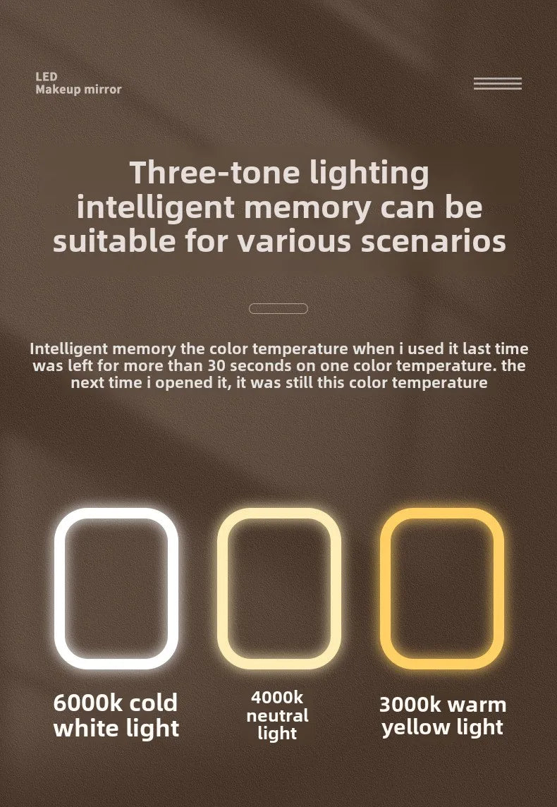 LED Vanity Mirror with Adjustable Lighting