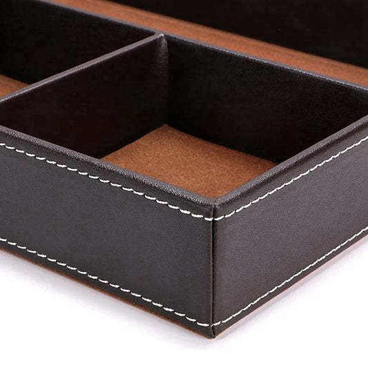 Leather Desk Drawer Organizer - 4 Slots