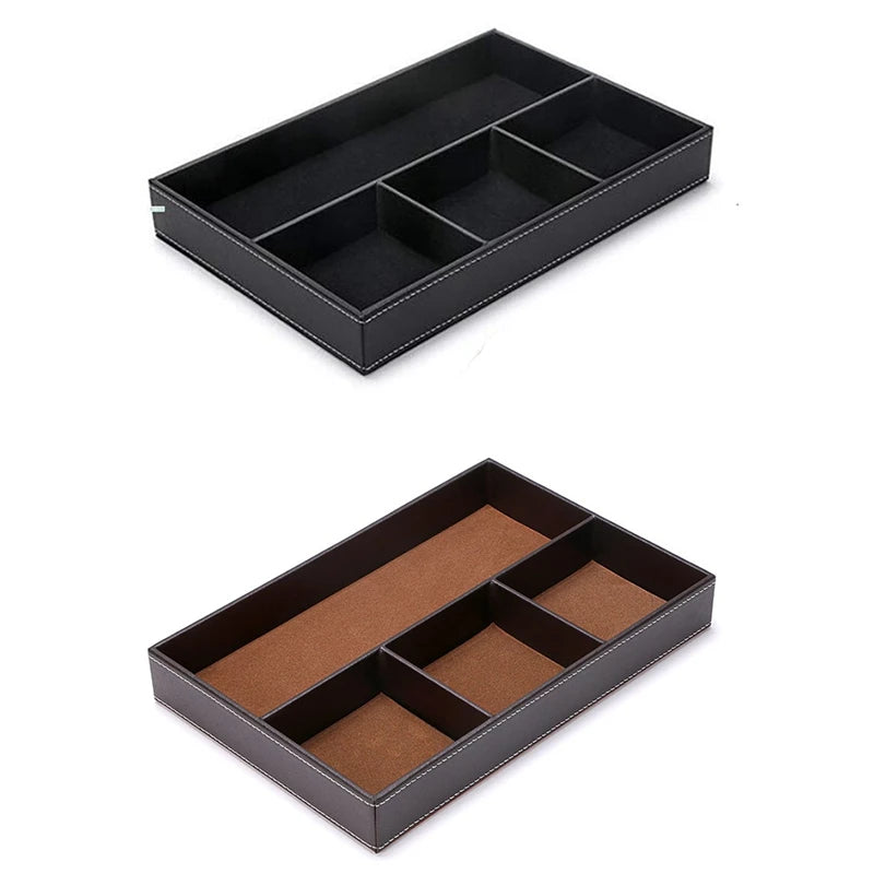 Leather Desk Drawer Organizer - 4 Slots