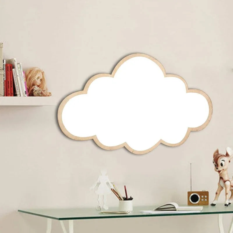 Cloud Shaped Wooden Wall Mirror