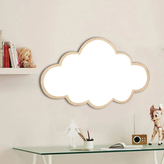 Cloud Shaped Wooden Wall Mirror